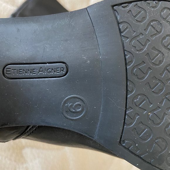 Etienne Aigner Black Leather Boots - Excellent Condition - Size 9 - Picture 7 of 7